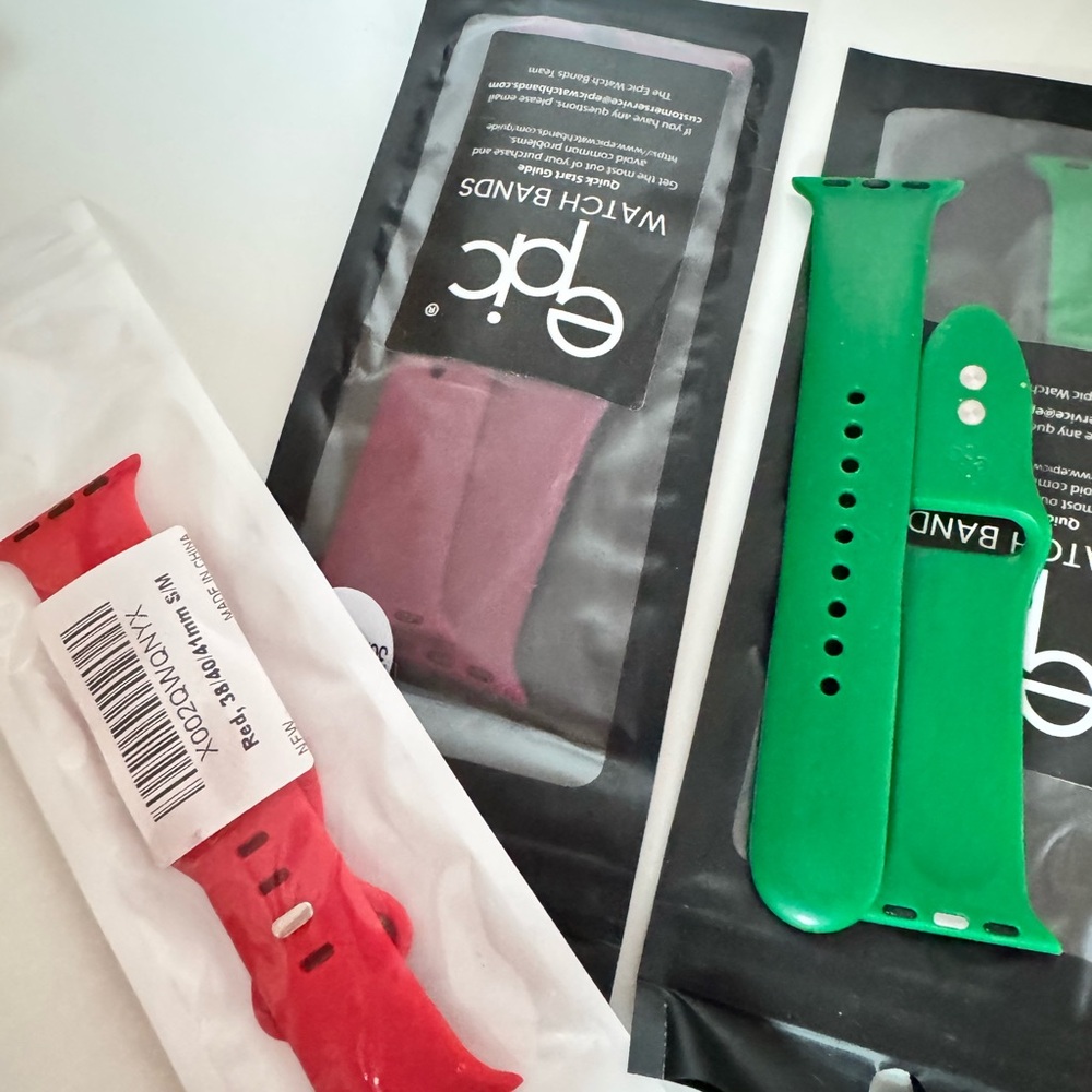 TC Vibrant Red Burgundy and Green Silicone Bands for Smartwatches NWT
